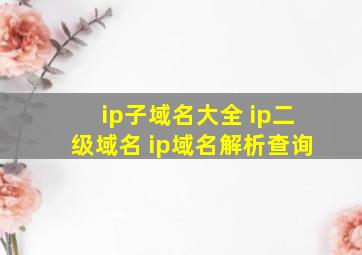 ip子域名大全 ip二级域名 ip域名解析查询